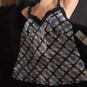 Tommy Hilfiger Plaid Hatler Top Size L